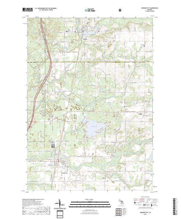 Howard City topographic map thumbnail