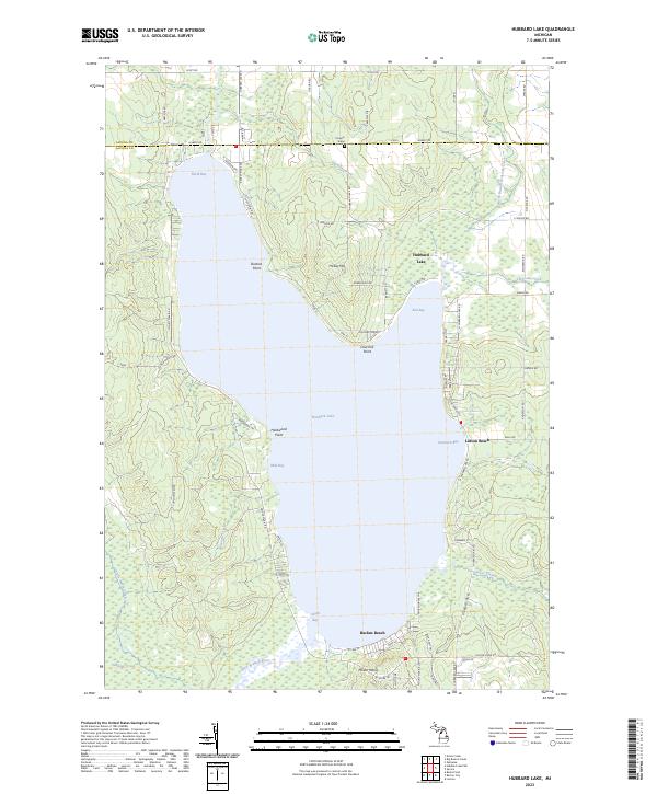 Hubbard Lake topographic map thumbnail