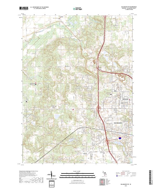 Kalamazoo SW topographic map thumbnail