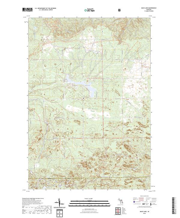 Mack Lake topographic map thumbnail