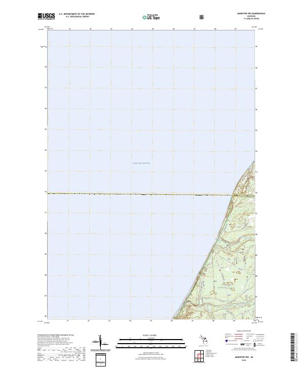 Manistee NW 2023 topographic map thumbnail