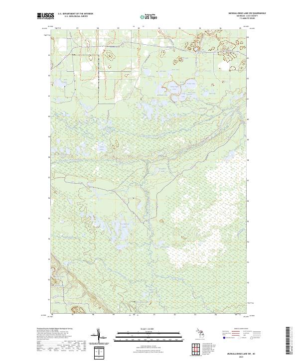 Muskallonge Lake SW topographic map thumbnail