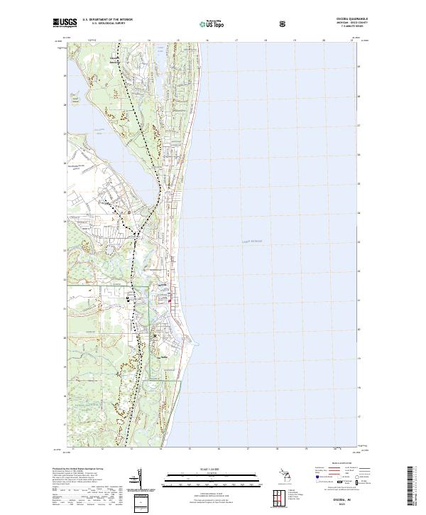 Oscoda topographic map thumbnail