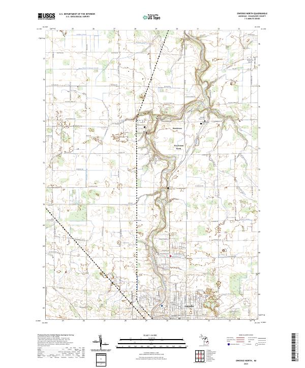 Owosso North 2023 topographic map thumbnail