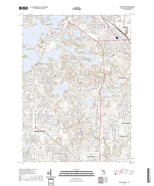 Pontiac South topographic map thumbnail