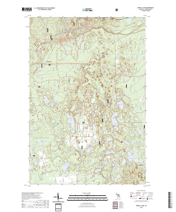 Powell Lake topographic map thumbnail