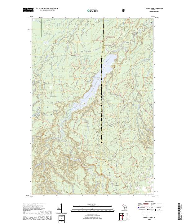 Prickett Lake 2023 topographic map thumbnail