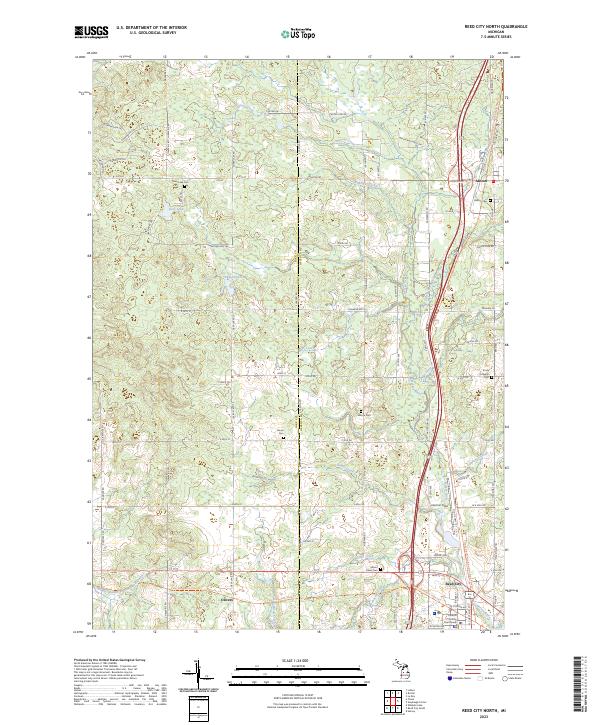 Reed City North topographic map thumbnail