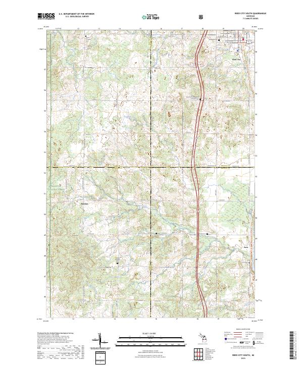 Reed City South topographic map thumbnail