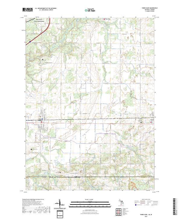 Three Oaks 2023 topographic map thumbnail