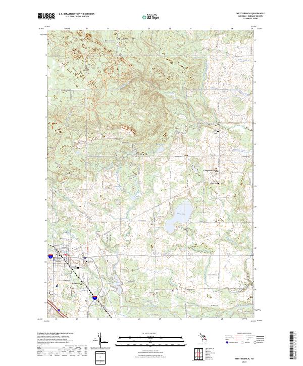 West Branch 2023 topographic map thumbnail