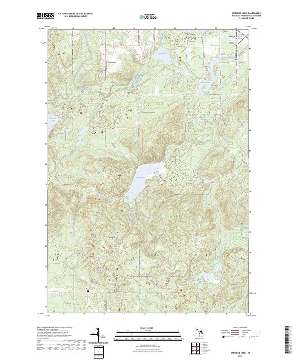 Crooked Lake topographic map thumbnail