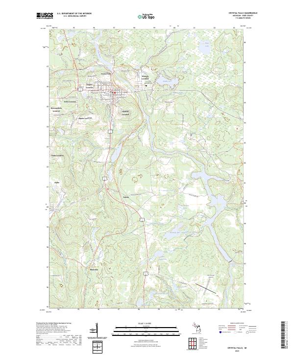 Crystal Falls topographic map thumbnail