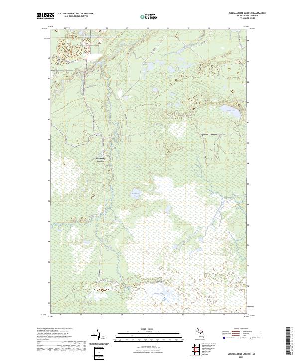 Muskallonge Lake SE topographic map thumbnail