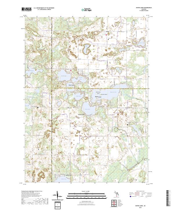 Sister Lakes topographic map thumbnail