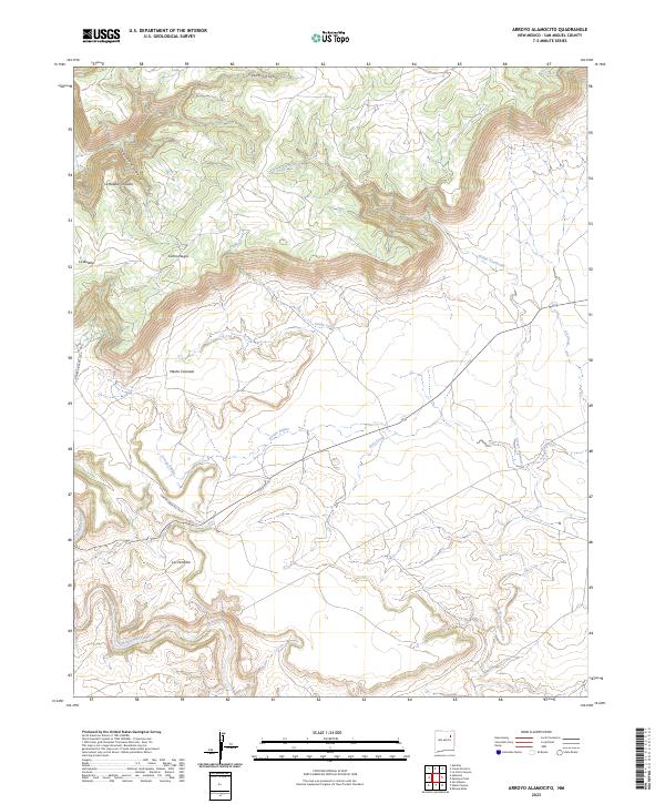 Arroyo Alamocito topographic map thumbnail