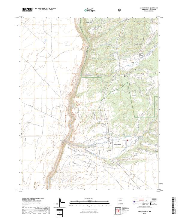 Arroyo Hondo topographic map thumbnail