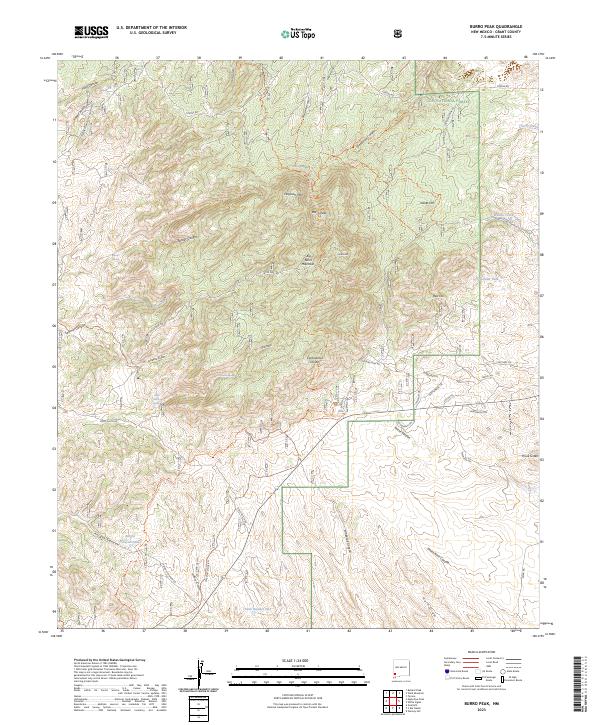 Burro Peak topographic map thumbnail