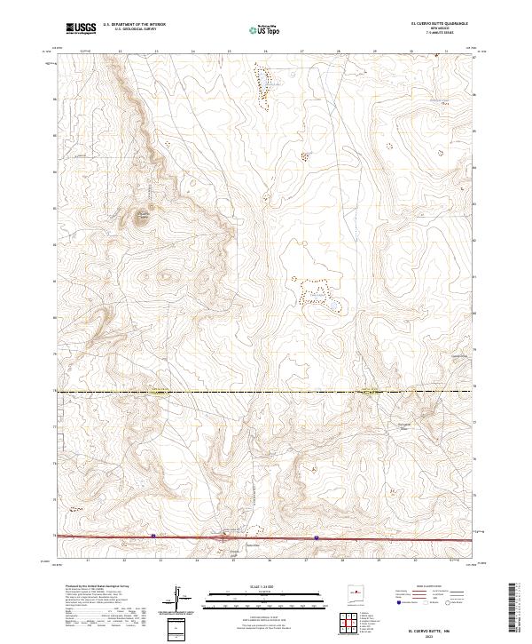 El Cuervo Butte topographic map thumbnail