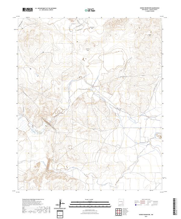Hondo Reservoir topographic map thumbnail