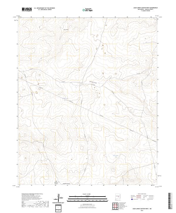 Juan Largo Canyon West topographic map thumbnail