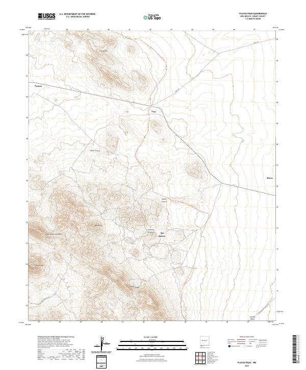 Playas Peak topographic map thumbnail