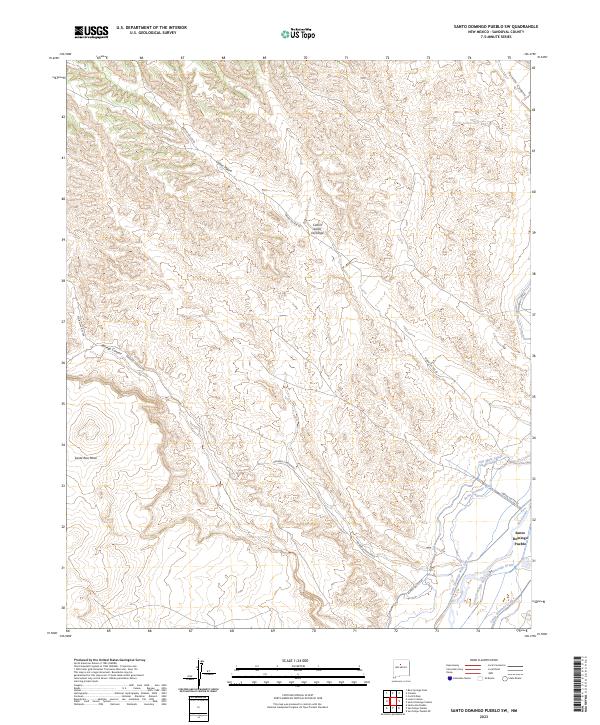 Santo Domingo Pueblo SW topographic map thumbnail