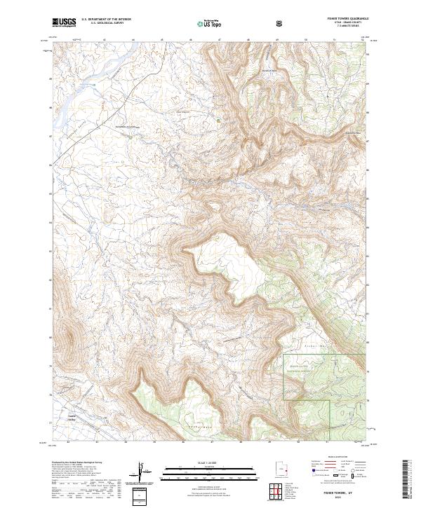 Fisher Towers 2023 topographic map thumbnail