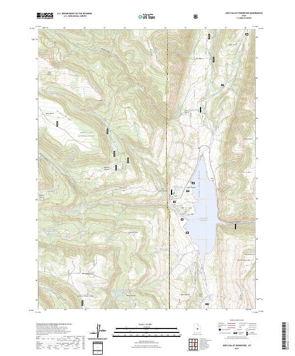 Joes Valley Reservoir topographic map thumbnail