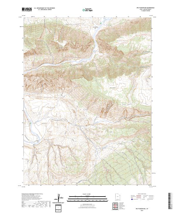 Split Mountain 2023 topographic map thumbnail
