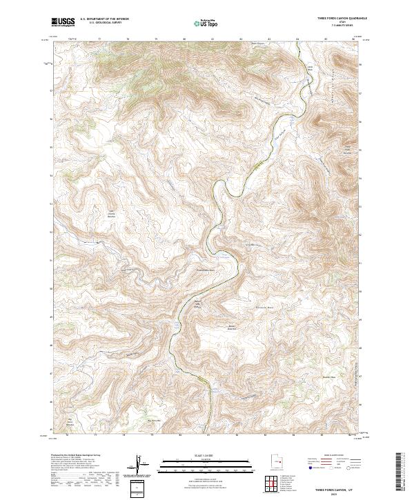 Three Fords Canyon topographic map thumbnail