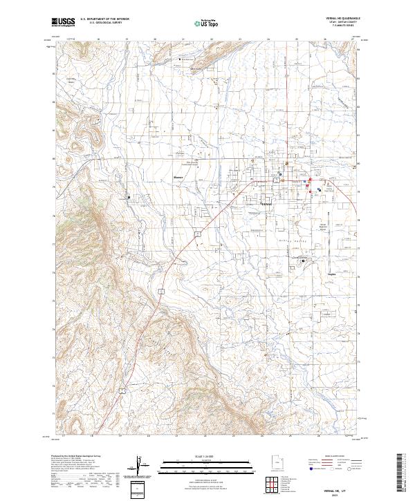 Vernal NE 2023 topographic map thumbnail