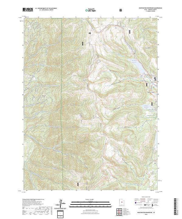 Huntington Reservoir topographic map thumbnail