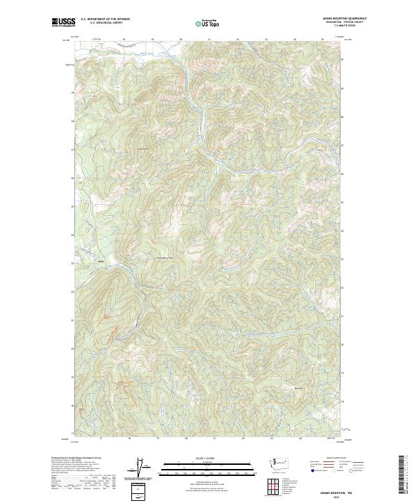 Adams Mountain topographic map thumbnail