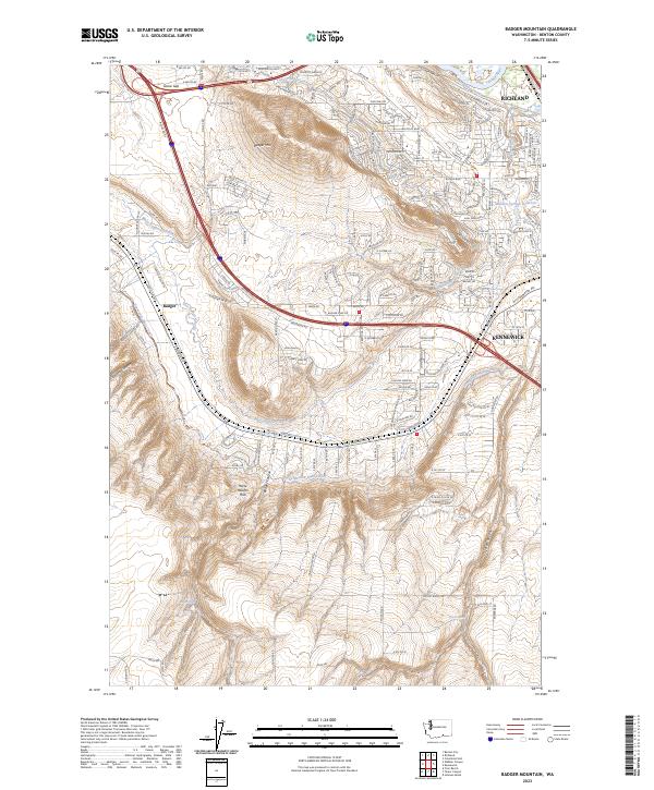 Badger Mountain topographic map thumbnail