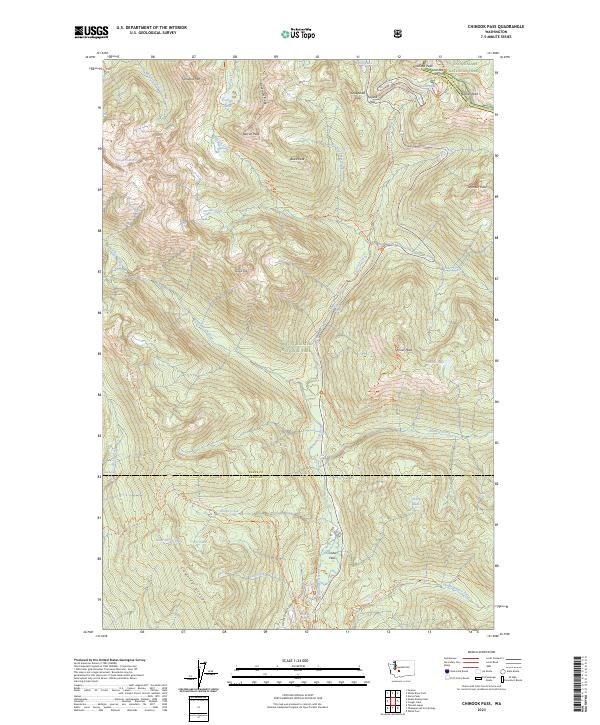 Chinook Pass topographic map thumbnail