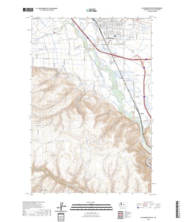 Ellensburg South topographic map thumbnail