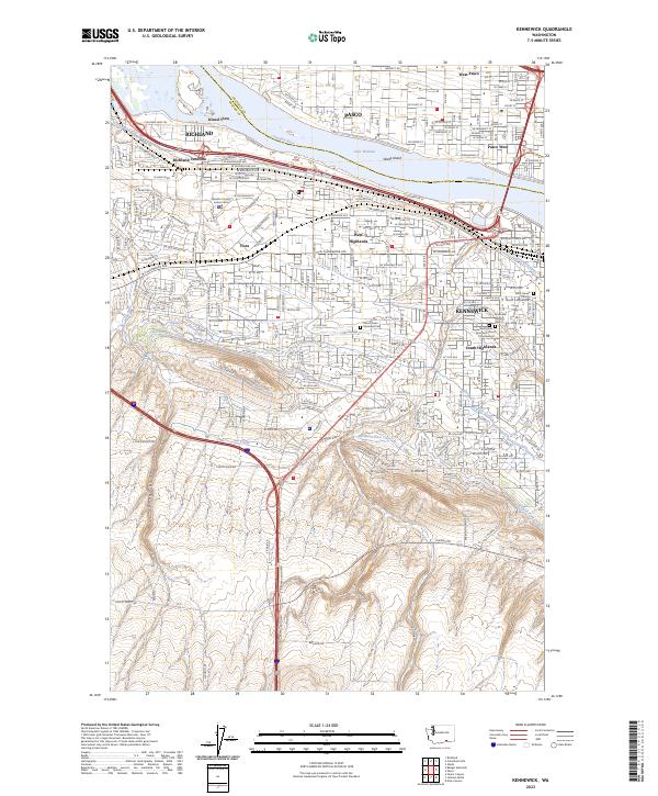 Kennewick 2023 topographic map thumbnail