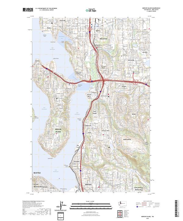 Mercer Island topographic map thumbnail