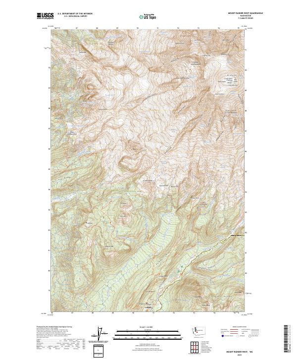 Mount Rainier West 2023 topographic map thumbnail