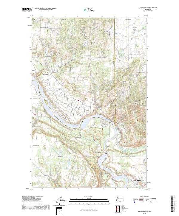 Nine Mile Falls 2023 topographic map thumbnail