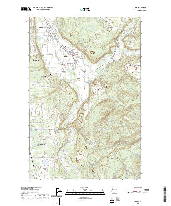 Orting 2023 topographic map thumbnail