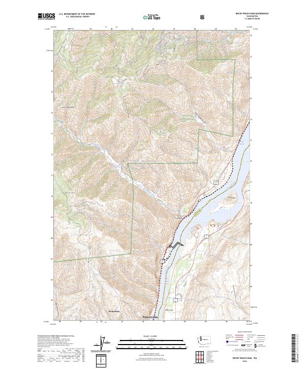 Rocky Reach Dam topographic map thumbnail