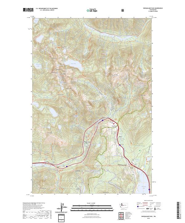 Snoqualmie Pass topographic map thumbnail