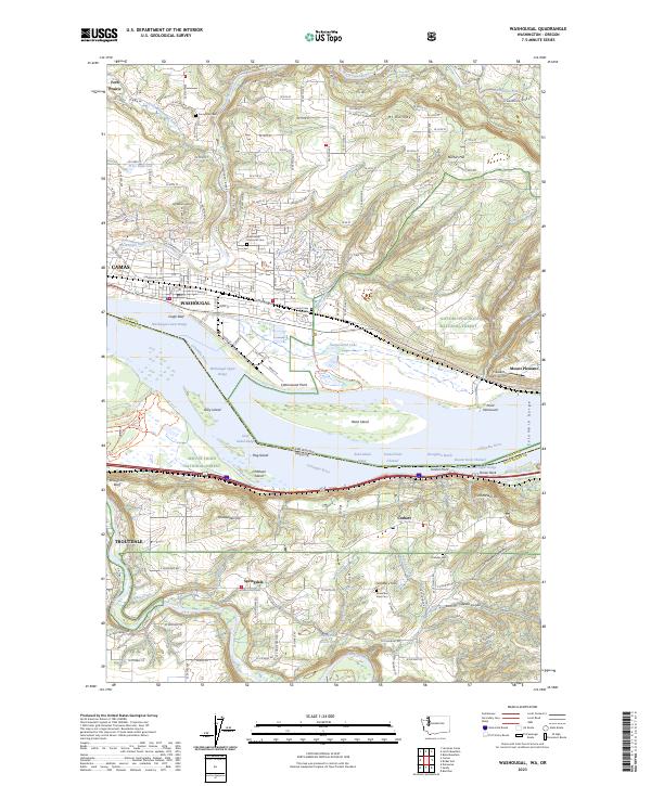 Washougal 2023 topographic map thumbnail