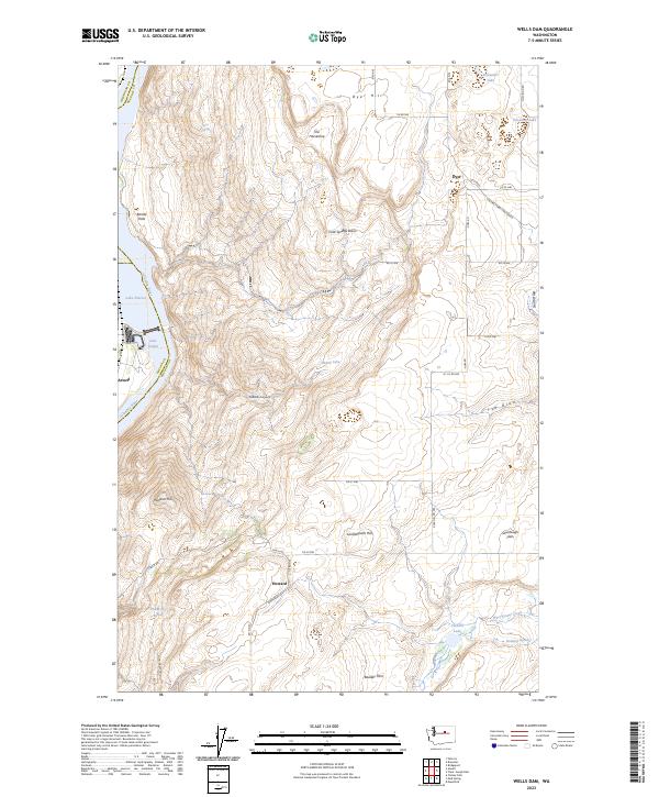 Wells Dam topographic map thumbnail