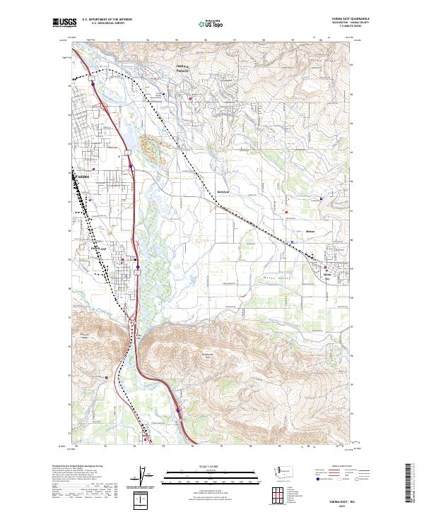 Yakima East 2023 topographic map thumbnail