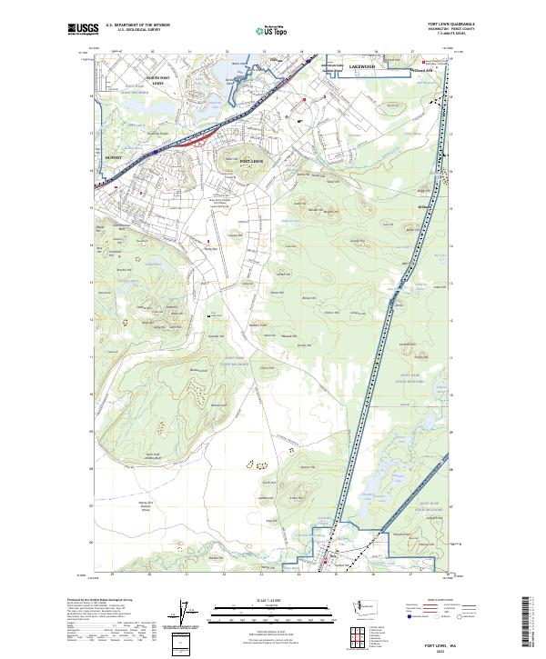 Fort Lewis topographic map thumbnail