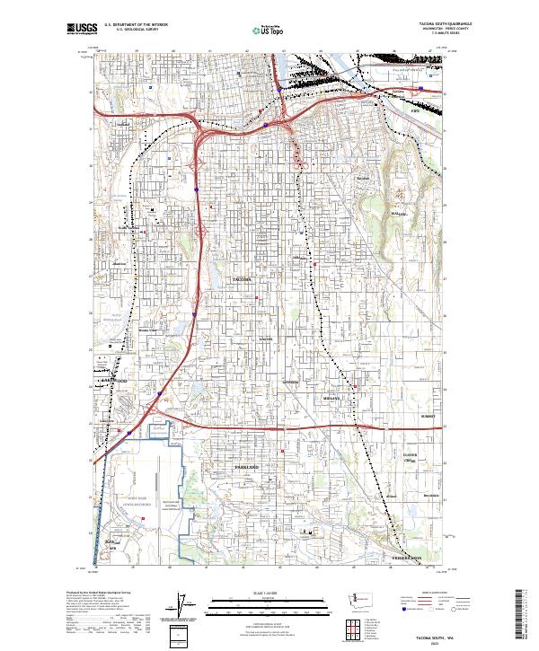 Tacoma South 2023 topographic map thumbnail