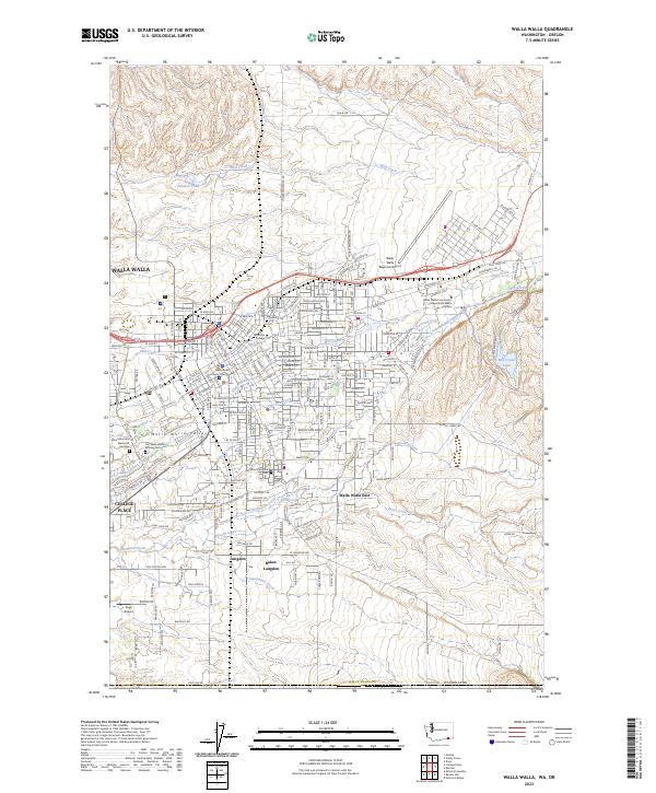 Walla Walla 2023 topographic map thumbnail